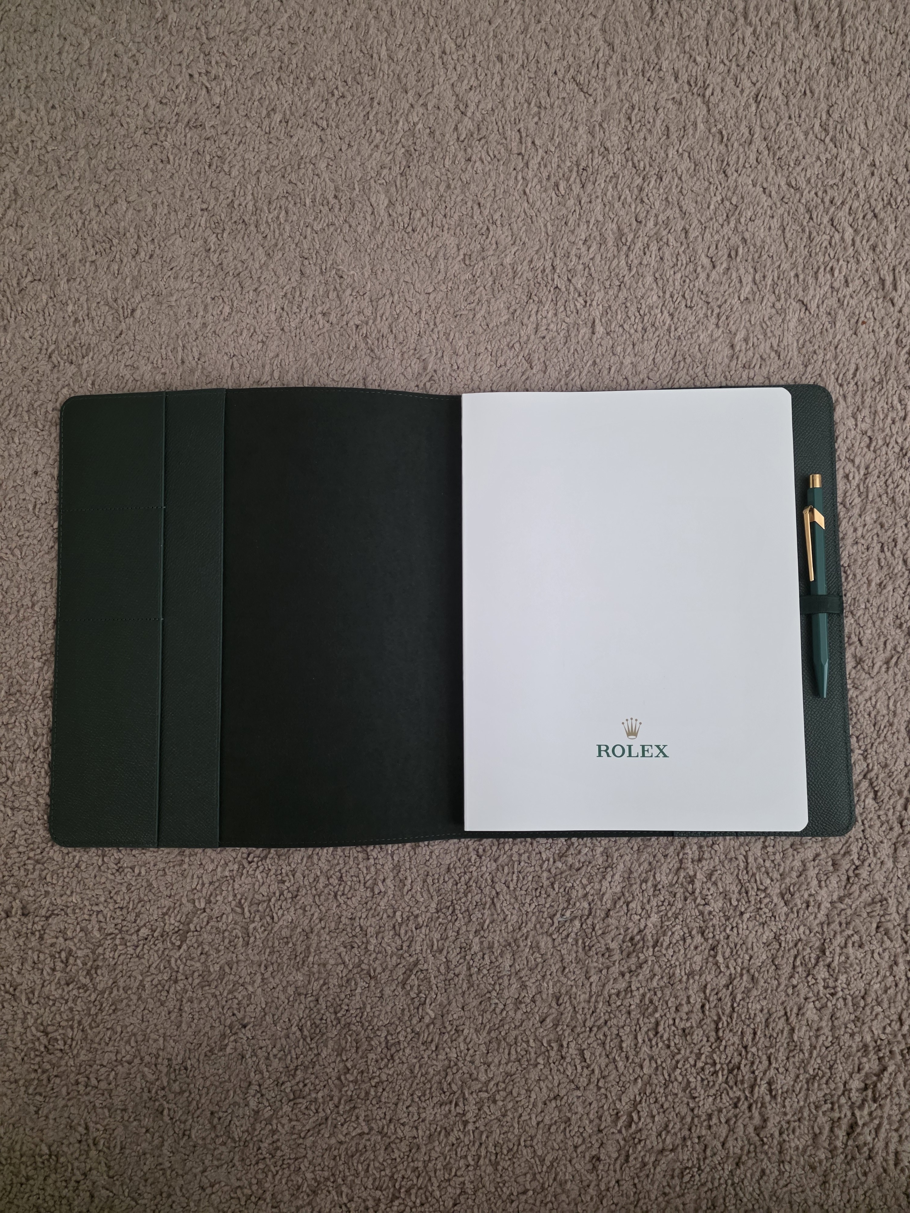 Rolex Green And White Branded Notebook Portfolio With Pen